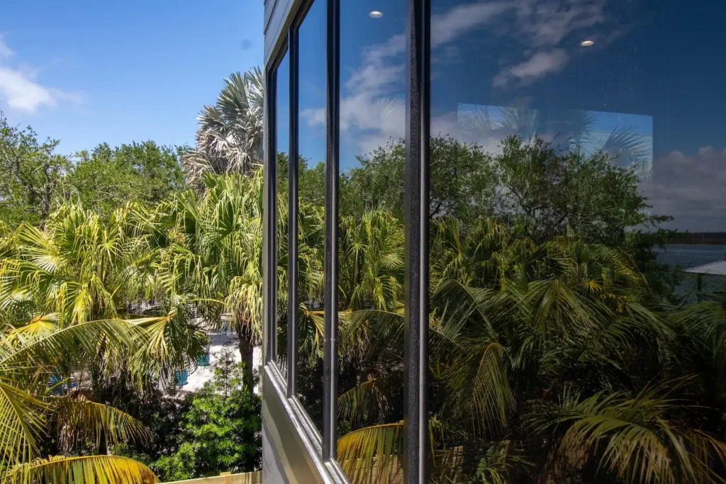Large, panoramic picture windows installed on a luxury home